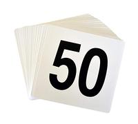 Argon Tableware 1-50 Cartes de Numéro de Table - Cartes Double Face en Plastique Panneaux d'affichage de Table de Nom pour Mariages, fêtes, célébrations