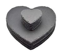 Argon Tableware 12 Piece Coeur Slate Placemats & sous-Verres Set - Rustique Home Bar Cuisine Salle è Manger Table dressèe - Gris
