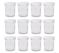 Argon Tableware 12x 310ml Pots de Confiture en Verre avec Couvercles Blancs - Vide Couvercle à Pas de Vis Cuisine Nourriture Miel Pimenter Conservation Mise en Conserve Stockage Ensemble