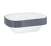 Argon Tableware 16 x 12cm émail Blanc Plats à Tarte - Marin - 6x Classique Acier Embouti Moule à Pâtisserie, Antiadhésif Plat à Four, Léger & Durable Ustensiles de Cuisine de Camping, Rustique