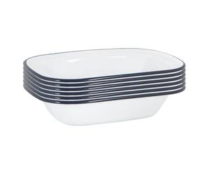 Argon Tableware 16 x 12cm émail Blanc Plats à Tarte - Marin - 6x Classique Acier Embouti Moule à Pâtisserie, Antiadhésif Plat à Four, Léger & Durable Ustensiles de Cuisine de Camping, Rustique