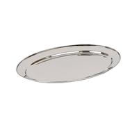 Argon Tableware 1x 40cm x 27cm Plateau de Service Ovale en Acier Inoxydable - Moyen Fête Dîner Collation Buffet Nourriture Sandwich Afficher Plateau Assiettes Plats