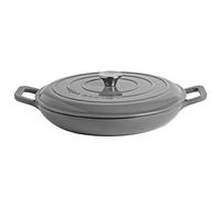 Argon Tableware 1x Slate Grey 2,3 L Fonter Ferment Peu Profond Casserole Plat de Cuisson - 2300 ML Four hollandais èmaillè - Couvercle Auto-dèroulant - HOB è Four