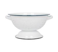 Argon Tableware 1x Vert 23.5cm Blanc Passoire en émail - Métal Cuisine Couler Pâtes Riz Nourriture Égouttoir Tamis Bol avec Poignées