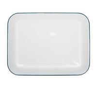 Argon Tableware 1x Vert 34cm x 26cm Blanc Rectangle Plaque de Cuisson en émail - Cuisine Ustensiles de Cuisson Étain Four Cuire Grillage Cuisson Feuille Plateaux