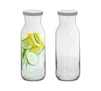Argon Tableware 2 pièces Brocca Verre Carafe à Eau avec Couvercle Set - Carafe Cruche pour l'eau, vin, thé glacé - 1.2L
