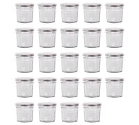 Argon Tableware 24x 110ml Pots de Confiture en Verre avec Couvercles Argentés - Vide Couvercle à Pas de Vis Cuisine Nourriture Miel Pimenter Conservation Mise en Conserve Stockage Ensemble