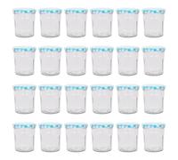 Argon Tableware 24x 250ml Pot de Confiture en Verre avec Couvercles à Carreaux Bleus - Vide Pas de Vis Cuisine Nourriture Miel Pimenter Conservation Mise en Conserve Stockage Ensemble de Bocaux