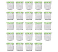 Argon Tableware 24x 90ml Pot de Confiture en Verre avec Couvercles à Carreaux Verts - Vide Pas de Vis Cuisine Nourriture Miel Pimenter Conservation Mise en Conserve Stockage Ensemble de Bocaux