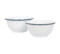 Argon Tableware 2pc Vert Blanc Ensemble de Bols à Mélanger en émail - Profond Métal Nidification Cuisine Pâtisserie Cuisson Salade Facile Stockage Nourriture Boules