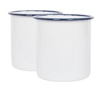 Argon Tableware 2X Bleu 15.5cm Blanc Porte-Ustensiles en émails - Cuisine Coutellerie Ustensiles Cuillère Stockage Organisateur Pot Étagère Caddie Rester