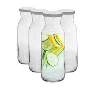 Argon Tableware 4 pièces Brocca Verre Carafe à Eau avec Couvercle Set - Carafe Cruche pour l'eau, vin, thé glacé - 1.2L