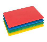 Argon Tableware 4pc Code Couleur Plastique Planche à Découper Set - Épais Coloré Cuisine Restauration Viande Pain Nourriture Coupe Tapis de Cuisine