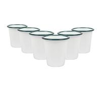 Argon Tableware 6X 300ml Blanc Tasses en émail - Vert - Réutilisable Acier Inoxydable Étain Camping Voyage Buvant Café Enfants Verre