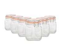Argon Tableware 6X 760ml Bocal en Verre Carré avec Couvercle à Clips - Vide Hermétique Cuisine Mason Confiture Stockage Aliments Mise en Conserve Conservation Récipient
