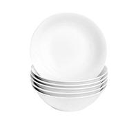 Argon Tableware 6x Bols à Céréales Classiques Blancs 18 cm - Plats à Gruau Ramen Glace en Porcelaine - Passe au Micro-Ondes et au Lave-Vaisselle