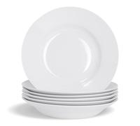 Argon Tableware 6x Bols à Pâtes Blancs - 23cm (9") - Assiettes en Céramique Ensemble de Vaisselle Soupe aux Céréales Bol de Nouilles - Passe au Lave-Vaisselle et au Micro-Ondes