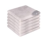 Argon Tableware 6X White 10cm Marbre sous-Verres Carrés - Rustique Pierre Maison Bar Cuisine Table à Manger Couverts & Napperon