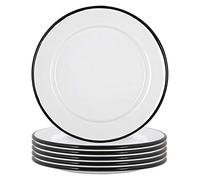 Argon Tableware Assiettes latérales en émail - 20 cm - Lot de 6 - Assiettes à manger noires Petites assiettes légères pour apéritifs, entrées, plats principaux