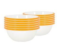 Argon Tableware Bols d'émail Blanc - Plats de Camping en Plein air en métal - 16cm - Jaune - Paquet de 12