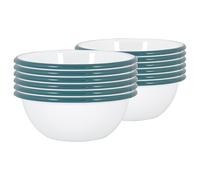 Argon Tableware Bols en émail Blanc - Plats de Plats de Camping en Plein air en métal - 16cm - Green - Pack de 12