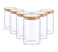 Argon Tableware Bonnet de Rangement en Verre Scandi avec couvercles en Bois - Cuisinière de Cuisine Moderne - 1 Litre - Pack de 6