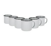 Argon Tableware Coupes d'espresso d'émail Blanc - Coupes de Camping en Plein air Coupes de Boissons Chaudes - 130ml - Noir - Paquet de 6
