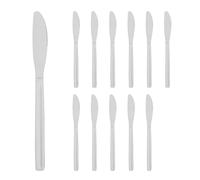 Argon Tableware Couteaux de table en acier inoxydable - Lot de 12 - Couteaux de salle à manger argentés Couverts hautement polis Couteau à beurre en métal Passe