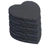 Argon Tableware Cœur Sets de Table en Ardoise - 25cm - 24x Grand Naturel Noir Pierre À Manger Tableau Dîner Portion Conseil Plat Lieu Tapis Sets