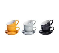 Argon Tableware Ensemble de 12 Tasses à Cappuccino et soucoupes - 250 ML - Scandi - Ensemble de Tasses à thé et soucoupes, Tasse à thé colorée avec Soucoupe, Tasse à café, Tasse à Expresso