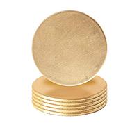 Argon Tableware Lot de 6 dessous de verre métalliques dorés 10 cm Finition métallique réutilisables pour table de salle à manger, sets de table ronds pour Noël, fêtes