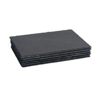 Argon Tableware Lot de 6 sets de table rectangulaires en ardoise - 30 x 20 cm - en pierre naturelle noire, sets de table pour cuisine, maison, bar, restaurant, mariages