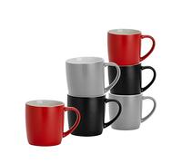Argon Tableware Lot de 6 Tasses à café colorées - Lancashire - 350 ML - Lot de 6 - Tasses à thé en grès céramique Mat, Tasses à Latte, Cappuccino, Ensemble de Tasses colorées