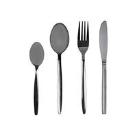 Argon Tableware Ménagère de 48 pièces en acier inoxydable - Argent - Service de table pour 6 personnes avec cuillère à dessert en argenterie polie, couteau de table, fourchette et cuillères à café