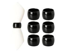 Argon Tableware Métalliques Anneaux - Serviette de soirée de Mariage Gastronomie Table dressée - 4,5 cm - Noir - Paquet de 6