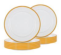 Argon Tableware Plaques latérales en émail Blanc - Plats de Cuisine en métal en Plein air - 20cm - Jaune - Paquet de 12