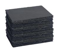 Argon Tableware Rectangle Sets de Table en Ardoise - 30cm x 20cm - 24x Grand Naturel Noir Pierre À Manger Tableau Dîner Portion Conseil Plat Lieu Tapis Sets