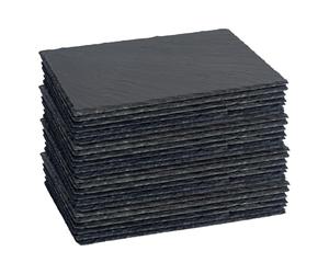 Argon Tableware Rectangle Sets de Table en Ardoise - 30cm x 20cm - 24x Grand Naturel Noir Pierre À Manger Tableau Dîner Portion Conseil Plat Lieu Tapis Sets