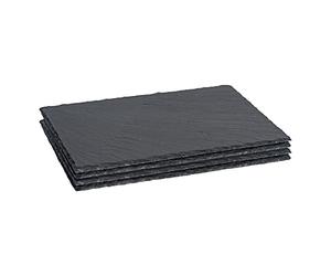 Argon Tableware Réglages d'ardoise Rectangle - Réglage de la Table de Salle à Manger de la Cuisine à la Maison Rustique - 30 x 20cm - Gray - Pack de 4