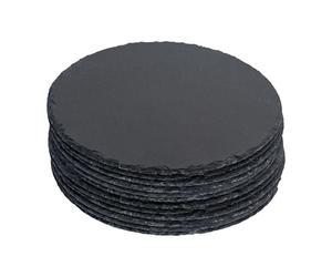 Argon Tableware Rond Sets de Table en Ardoise - 30cm - 12x Grand Naturel Noir Pierre À Manger Tableau Dîner Portion Conseil Plat Lieu Tapis Sets