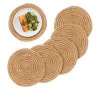 Argon Tableware Sets de Table Ronds - 30 cm - Paquet de 6 - Plateaux de Service en Feuille de Palmier Tissés Planches à Gâteaux pour Apéritifs, Déjeuner, Plats, Fêtes, Présentation des Aliments