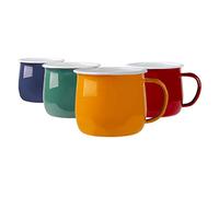 Argon Tableware Tasses de Ventre en émail coloré - Métal Camping en Plein air Café de Boissons Chaudes Coupes de Boissons - 375ml - 4 Couleurs