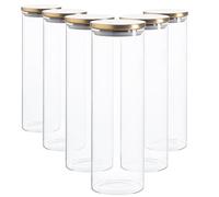 Argon Tableware Verre de Stockage Jars avec Couvercle métallique - Moderne Cuisine contemporaine de Stockage des Aliments Canister - Joint en Silicone - 2 litres - Or - Lot de 6
