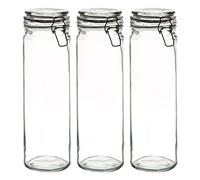Argon Tableware Verre Jars Spaghetti avec Couvercle Airtight Clip - 2 litres Set - Black Seal - Lot de 3