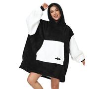 Argstar Couverture à Capuche Surdimensionnée Pour Homme et Femme, Sweet Plaid Pull Légère et Confortable, en Velours Confortable Géant Chaud et Doux avec Poche Profonde et Manches Élastiques (Noir)