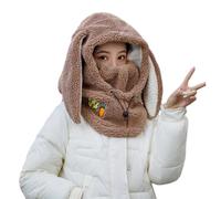 Argumub Cagoule de ski lapin pour femme, masque de ski à capuche sherpa, cagoule d'hiver pour le cyclisme en plein air chapeaux, kaki, Taille unique