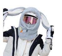 Argumub Cagoule de ski lapin pour femme, masque de ski à capuche sherpa, cagoule d'hiver pour le cyclisme en plein air chapeaux, gris, Taille unique