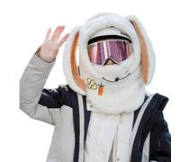 Argumub Cagoule de ski lapin pour femme, masque de ski à capuche sherpa, cagoule d'hiver pour le cyclisme en plein air chapeaux, blanc, Taille unique