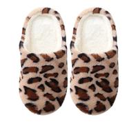 Argumub Pantoufles léopard femme/homme - Pantoufles d'intérieur douces et confortables (Marron, M, Adulte, Femme, 40, Numérique (intervalle), Système Taille Chaussures EU, 41, Moyen)