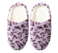 Argumub Pantoufles léopard femme/homme - Pantoufles d'intérieur douces et confortables (Violet, M, Adulte, Femme, 40, Numérique (intervalle), Système Taille Chaussures EU, 41, Moyen)